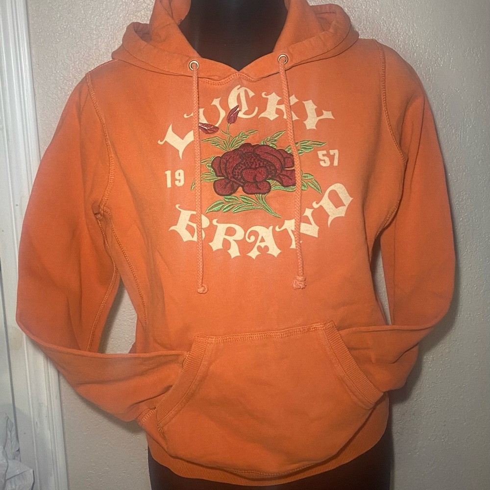 Lucky Brand Orange Hoodie with Floral Design